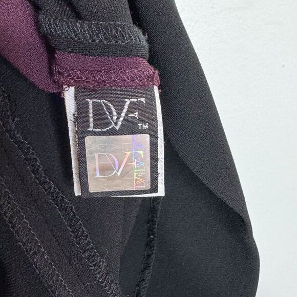 DIANE VON FURSTENBERG Octavia dress color block long sleeve purple black - Picture 6 of 11